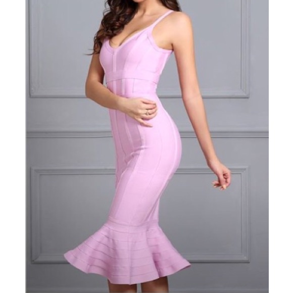 Pink Mermaid Bandage Dress - Picture 2 of 5